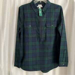 NWT LL Bean Shirt Sz L Flannel Black Watch Plaid